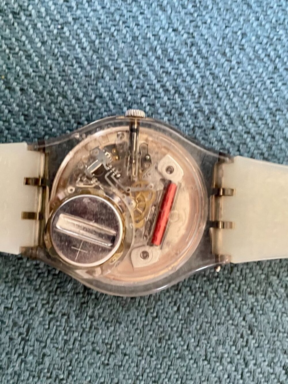 Unisex SWATCH "Big Face" Watch with Glittery Silver Silicone Band - Picture 6 of 7